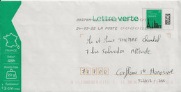 Prêt à Poster Lettre Verte (timbre Monuments De Paris) (oblitération Du 24/03/2022) - PAP: Antwort