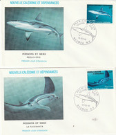 NOUVELLE CALEDONIE 1981 FDC Yvert 443 Et 444 - Faune Marine Poissons - Cartas & Documentos