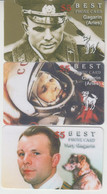 YURI GAGARIN FIRST AUSTRONAUT IN SPACE GOROSCOPE ZODIAC ARIES 3 PHONE CARDS - Espace