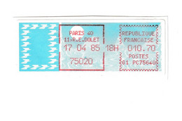 Vignette D'affranchissement TYPE CARRIER " 10,70 FR PARIS 40 - 1985 " - 1985 « Carrier » Paper