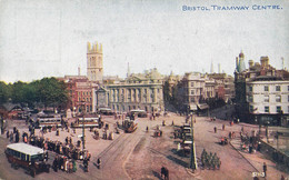 CPA Tramway Centre Bristol - Voitures Anciennes - Tres Animée - Colorisé - Celesque Series - Bristol