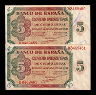 España Spain Pareja Impares 5 Pesetas Burgos 1938 Pick 110 Serie B EBC/+ XF/+ - 5 Pesetas