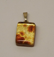 *JOLI PENDENTIF VERRE MURANO INCLUSION PAILLETTES OR BIJOU VINTAGE XXe  E - Hangers