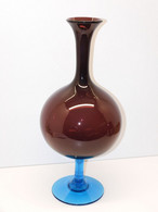 *ANCIEN GRAND VASE VINTAGE BI COLORE /PIED GRAND COL VERRE Soufflé XXe MURANO? E - Vases