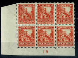 Ref 1569 - New Zealand 1936 - 2d Plate Block Of 6 MNH Stamps - SG 84 (Perf 14 X 13.5) - Ongebruikt