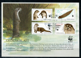 DDR WWF-Gedenkblatt Mit 3107-10 Canc. (gummiert) WWF (Fischotter, Otter, Loutre) - GDR / RDA - Storia Postale