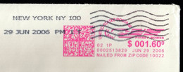 United States New York 2006 / US Postage 1.60 $, Pitney Bowes, Mailed From ZIP Code 10022 / Machine Stamp, QR Code - Lettres & Documents