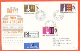 HONG KONG LETTRE RECOMMANDEE FDC DE 1966 UNESCO - Covers & Documents