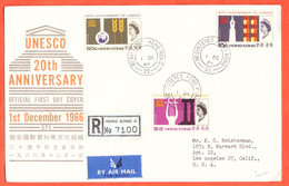 HONG KONG LETTRE RECOMMANDEE FDC DE 1966 UNESCO - Brieven En Documenten