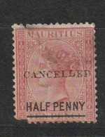 5654 MAURICE MAURITIUS - Cancelled Half PENNY OVERPRINT SURCHARGE - Mauritius (...-1967)