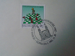 D191009      Hungary   1992  Commemorative Handstamp On A Sheet Of Paper  Chess Team European Championship Debrecen - Sonstige & Ohne Zuordnung