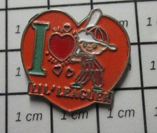 413i Pin's Pins / Beau Et Rare / SPORTS / BASE-BALL COEUR ORANGE I LOVE LIL'LEAGUER - Béisbol