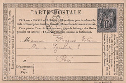CARTE POSTALE PARIS 1879 - 1876-1878 Sage (Tipo I)