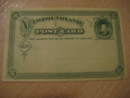 1c Post Card NEWFOUNDLAND Postal Stationery Card Canada White + Green Colour - Enteros Postales