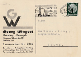 G16  --  POSTKARTE   --  HIRSCHBERG I Rsgb.  --  GEORG WINGERT    --  SCHLESIEN  --  1936 - Andere & Zonder Classificatie