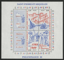 SAINT PIERRE ET MIQUELON BLOC FEUILLET N° 3 Neuf ** Bicentenaire De La Révolution. Cote 11,50 € TB - Blokken & Velletjes