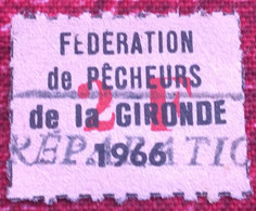 1966-Vignette Fédérale Des Pecheurs☛ Gironde 33  -☛Erinnophilie,Stamp,Timbre,Sticker-Aufkleber-Bollo-Viñeta - Sport