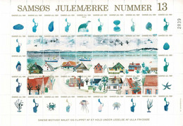 Denmark 1991;  Local Christmas Seals Samsø.  Motives From Samsø.  Full Sheet; MNH(**) Not Folded. - Full Sheets & Multiples
