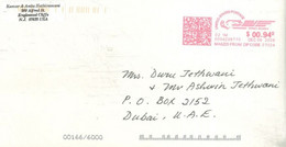 U.S.A. - 2008 - STAMP LABEL COVER FROM  N.J. TO DUBAI. - Cartas & Documentos