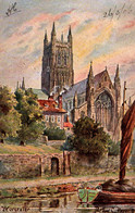 Worcester Cathedral - Illustration Arthur C. Payne - Raphaël Tuck & Sons 1906 - Worcester