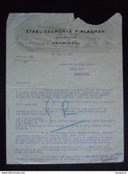 1926 Ets P. Plasman Automobiles Charleroi Lettre Offre Voiture Ford Sedan Pour Marcinelle - Automobil