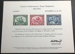 London International Stamp Exhibition Philympia Sept 1970 US Souvenir Card - Souvenirkarten
