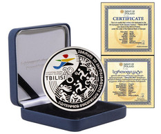 Georgia 10 GEL 2015 PROOF Youth Olympiad In Tbilisi. Silver 925 Pr Weight 15.5 Gr - Géorgie