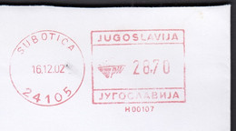 Yugoslavia Serbia Subotica 2002 / Machine Stamp ATM - Lettres & Documents