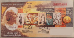 India 07.05.2011 RABINDRANATH TAGORE Miniature Sheet MS "Issue Date" Registered Speed Post First Day Cover As Per Scan - Andere & Zonder Classificatie
