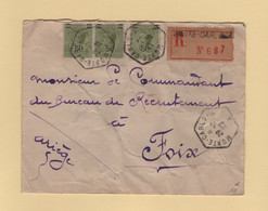 Monaco - Monte Carlo A - 1929 - Recommande Destination Ariege - Lettres & Documents