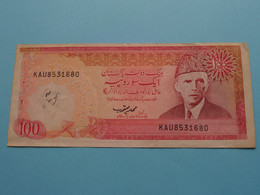 100 One Hundred Rupees ( KAU8531680 ) Pakistan ( Voir / See > Scans ) Circulated + Inkt ! - Pakistan