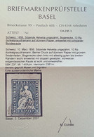 ATTEST MARCHAND: Zst 23F LUXUS BOGENECKE 1854-62 10Rp Strubel   (Schweiz Suisse Switzerland Cert Used Certificat - Oblitérés