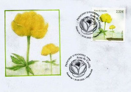 ROSE DE CANOLIC. Globeflower (Flor De San Pallari) 2022.  Enveloppe Oblit. Premier Jour.Timbre Haute Faciale - Brieven En Documenten