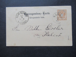 Österreich 1888 Ganzsache (Böhm) Stempel K1 Zabor Und Ank. Stempel K1 Kolin Bahnhof Nadrazi - Andere & Zonder Classificatie