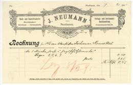 Neudamm Debno Buchhandlung Neumann Rechnung 1895 Nach Romsthal Jagd Forstwesen - 1800 – 1899