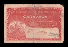 España Billete Local Guerra Civil Caravaca Murcia 1 Peseta 1937 BC F - Autres & Non Classés