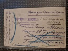 Lettre FENEU 1915 Correspondance Militaire  Retour A L'envoyeur Pour FONTAINEBLAU ORLEANS - Other & Unclassified