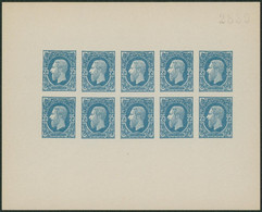 Essai - Congo Belge : Réimpression Lenoir Du N°3 (25ctm Bleu) Sur Petit Feuillet De 10 Exemplaires Non Gommé, Numéroté - 1884-1894