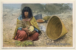 Arizona / USA: Supai Squaw Weaving Basket - Cataract Canyon (Vintage PC ~1920s/1930s) - Amérique