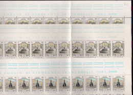 1974 Italia Italy Repubblica FONTANE D'ITALIA 50 Serie Di 3 Valori In 3 Fogli MNH** FOUNTAINS OF ITALY 3 Sheets - Hojas Completas