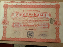 Compagnie Dés Cinéma-halls Part De Fondateur Au Porteur - Cine & Teatro