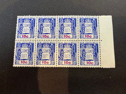 (stamp 19-10-2022) Mint - Australia - Stamp Duty (bloc Of 8) 1 Cent Green & 10 Cents Blue - Fiscale Zegels