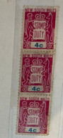 (stamp 19-10-2022) Mint - Australia - Stamp Duty (strip Of 3 + 2) 4 Cents Pink - Fiscaux