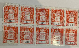 (stamp 19-10-2022) Mint - Australia - Stamp Duty (bloc Of 10 + Bloc Of 9) 3 Cents Orange X 10 +  10 Cents Blue X 9 - Fiscaux