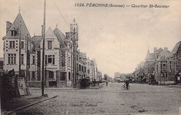 CPA FRANCE - 80 - PERONNE - Quartier Saint Sauveur - Vélo - Vieux Véhicules - Peronne