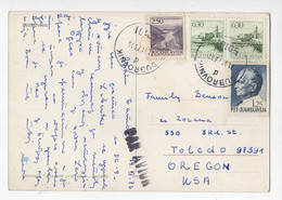 1973. YUGOSLAVIA,CROATIA,DUBROVNIK AIRMAIL TO USA,HOTEL LERO,MULTI VIEW POSTCARD,USED - Luchtpost