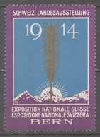 AGRICULTURE 1914 BERN Switzerland Mountain Alps Exposition Trade FAIR LABEL CINDERELLA VIGNETTE - MH - Wheatear Wheat - Andere & Zonder Classificatie
