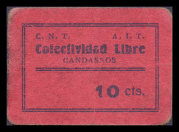 España Billete Local Guerra Civil Candasnos Huesca 10 Céntimos 1936-1937 MBC VF - Autres & Non Classés