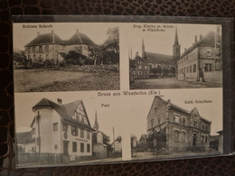 CARTE WESTHOFFEN  Gruss Chateau Scherb Eglise Ecole Poste - La Petite Pierre