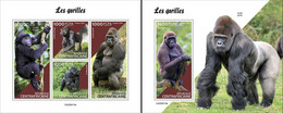 Centrafrica 2022, Animals, Gorillas, 4val In BF+BF - Gorilla's